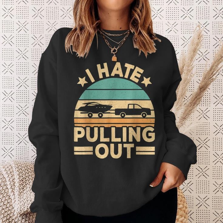 I Hate Pulling Out Boating Funny Retro Boat Captain V2 Men Women Sweatshirt Graphic Print Unisex Gifts for Her