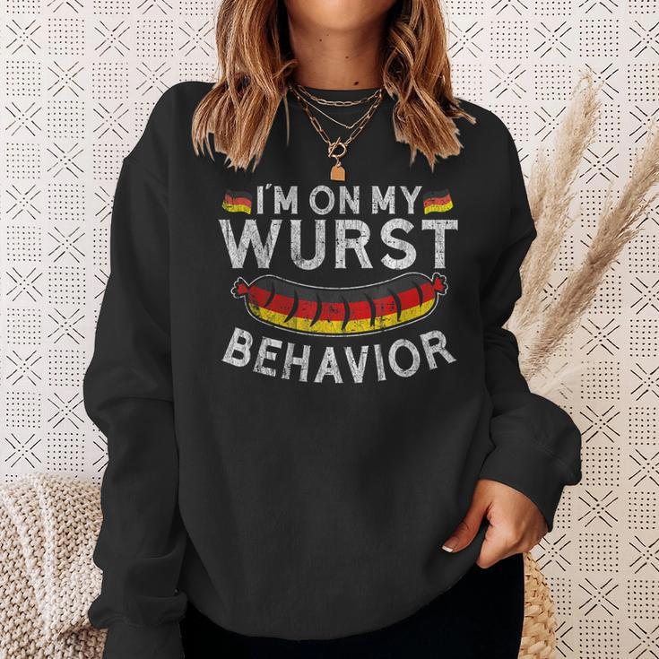 Im On My Wurst Behavior Funny German Oktoberfest Germany Men Women Sweatshirt Graphic Print Unisex Gifts for Her