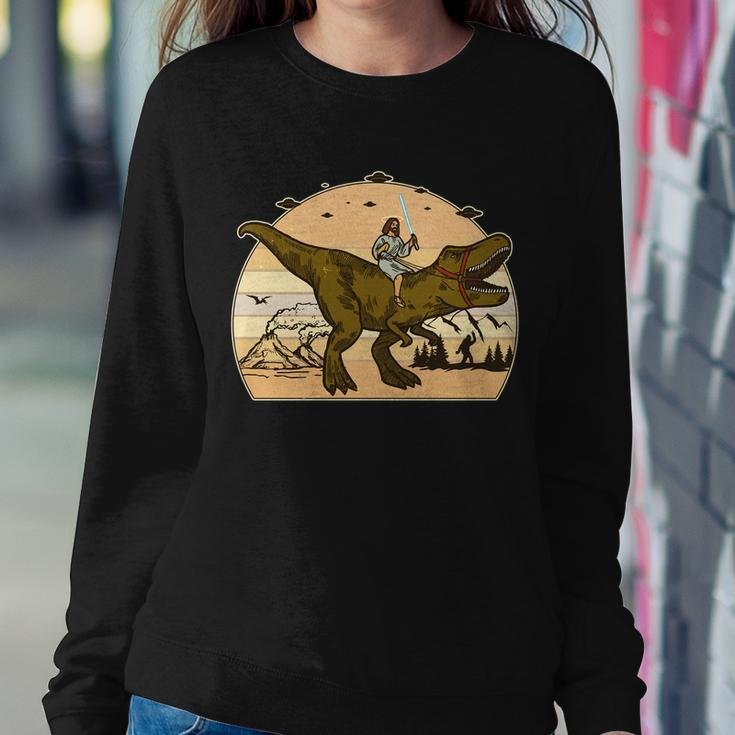 Jesus Riding T-Rex Dinosaur Funny Vintage Sweatshirt Gifts for Her