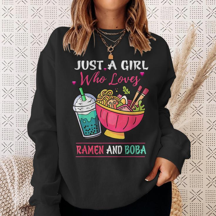 Kawaii Just A Girl Who Loves Ramen And Boba Tea Bubble Milk Men Women Sweatshirt Graphic Print Unisex Gifts for Her