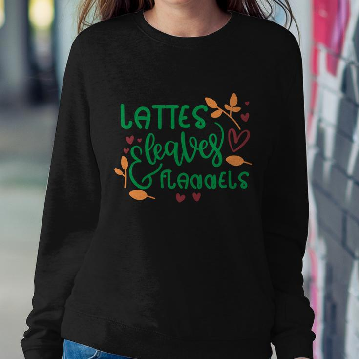 Lattes Leaves Flannels Thanksgiving Quote V2 Sweatshirt Gifts for Her