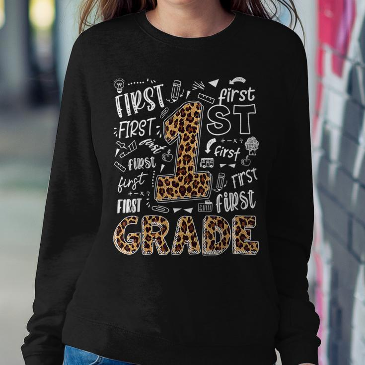 Leopard Print 1St Grade Teacher Kids Back To School Sweatshirt Gifts for Her