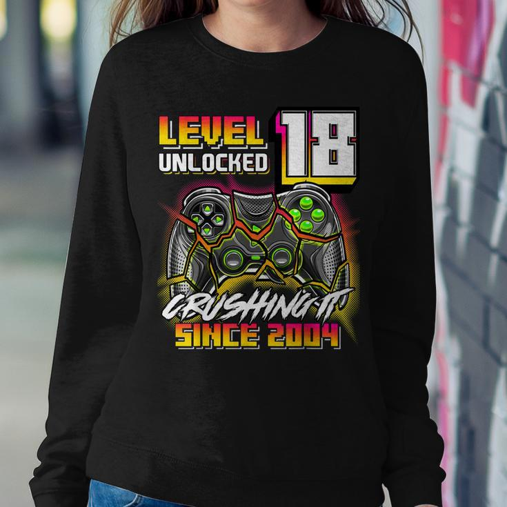 Level 18 Unlocked Crushing It 2004 Video Game 18Th Birthday Sweatshirt Gifts for Her
