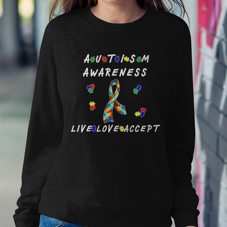Live Love Accept Autism Puzzle Piece Ribbon Sweatshirt Gifts for Her