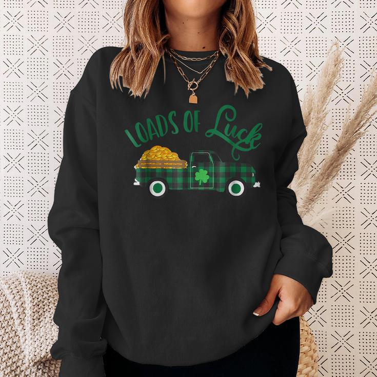 Loads Of Luck - St Pattys Day Vintage Pickup Truck Men Women Sweatshirt Graphic Print Unisex Gifts for Her