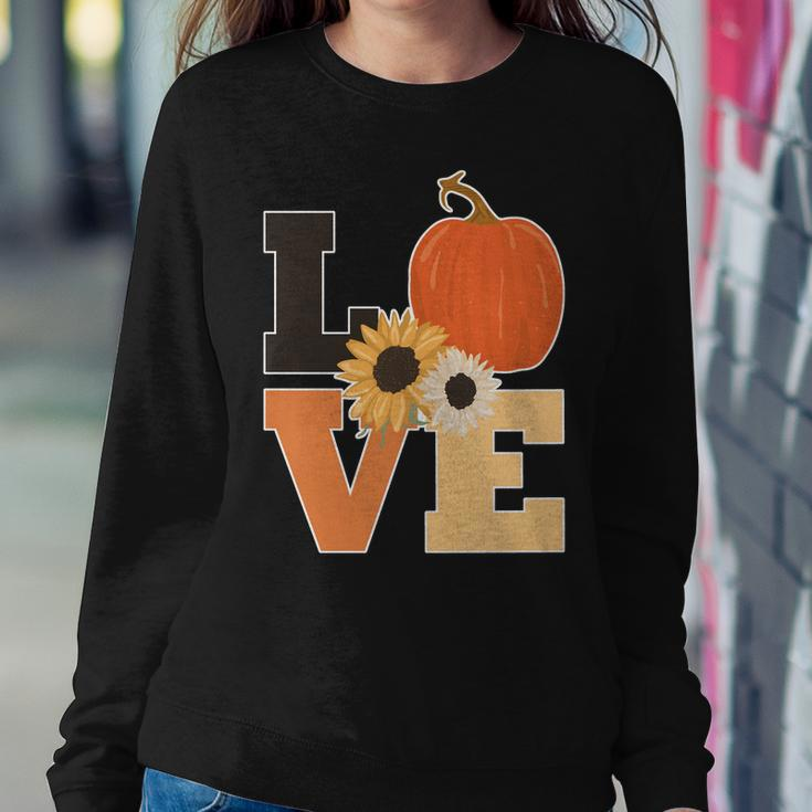 Love Autumn Floral Pumpkin Fall Season Graphic Design Printed Casual Daily Basic Sweatshirt Gifts for Her