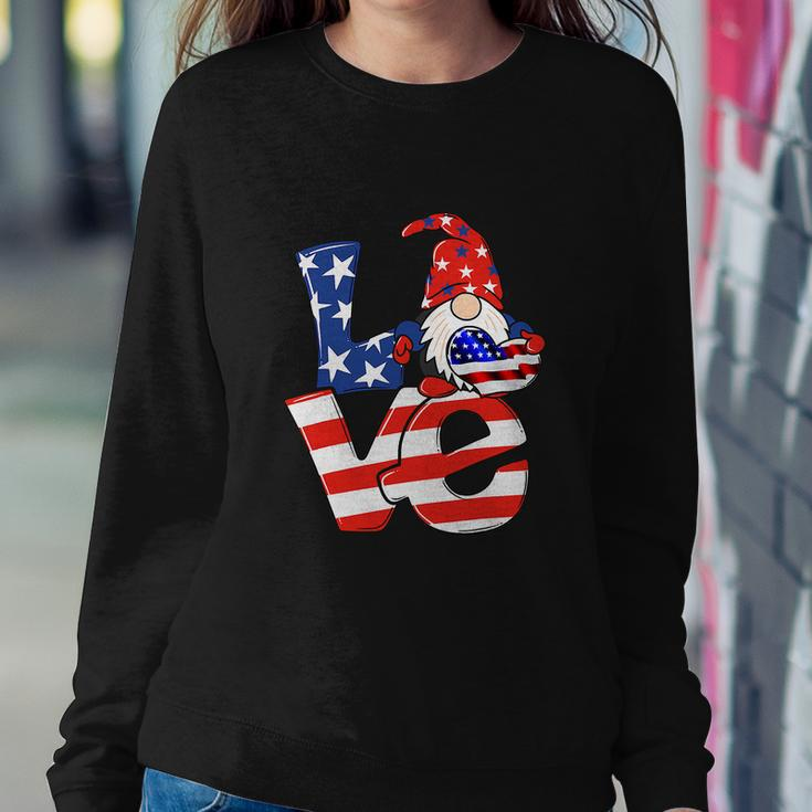 Love Gnome American Flag Funny 4Th Of July Sweatshirt Gifts for Her