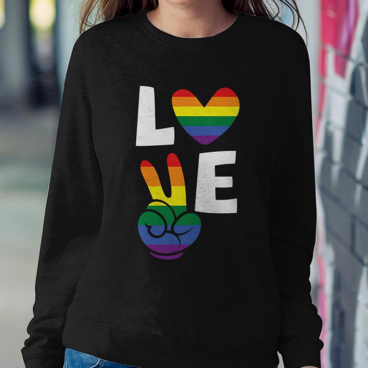 Love Heart Peace Lgbt Gay Pride Lesbian Bisexual Ally Quote Sweatshirt Gifts for Her