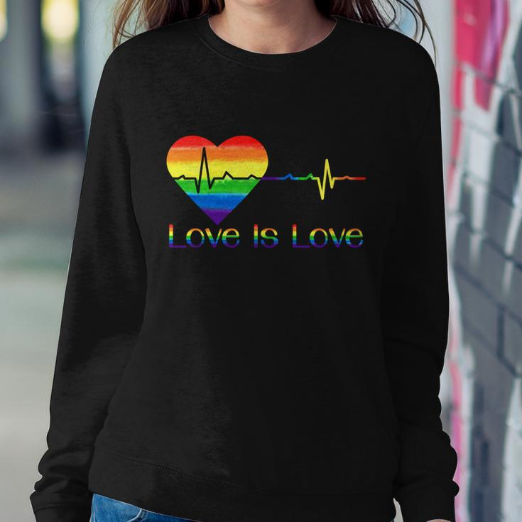 Lovely Lgbt Gay Pride Heartbeat Lesbian Gays Love Is Love Cool Gift Sweatshirt Gifts for Her