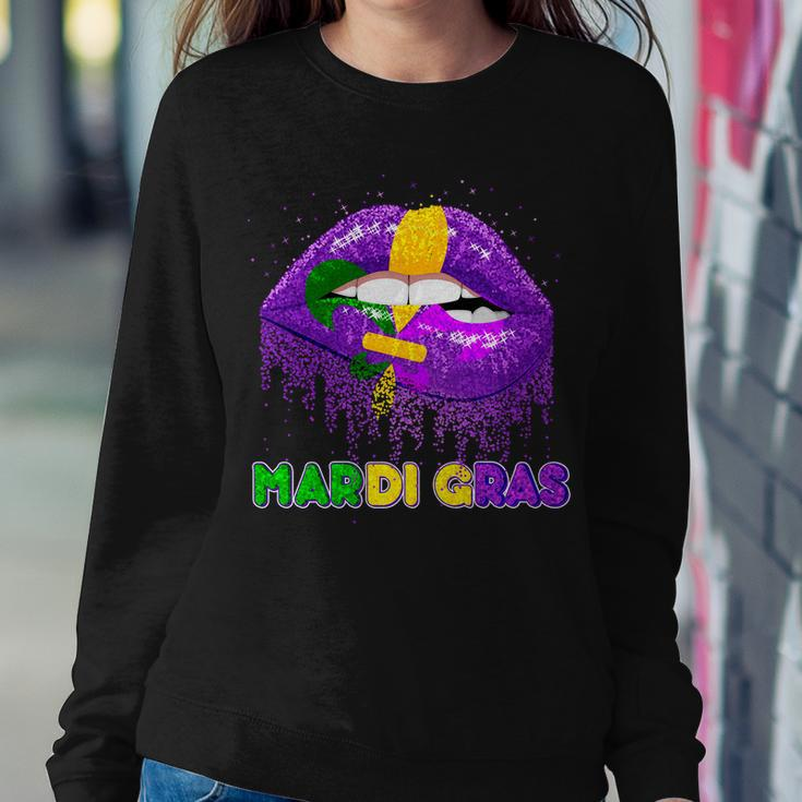 Mardi Gras Sparkle Lips Sweatshirt Gifts for Her