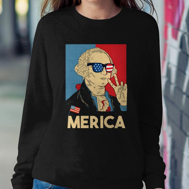 Merica George Washington 4Th Of July Usa Flag Funny American Gift Sweatshirt Gifts for Her