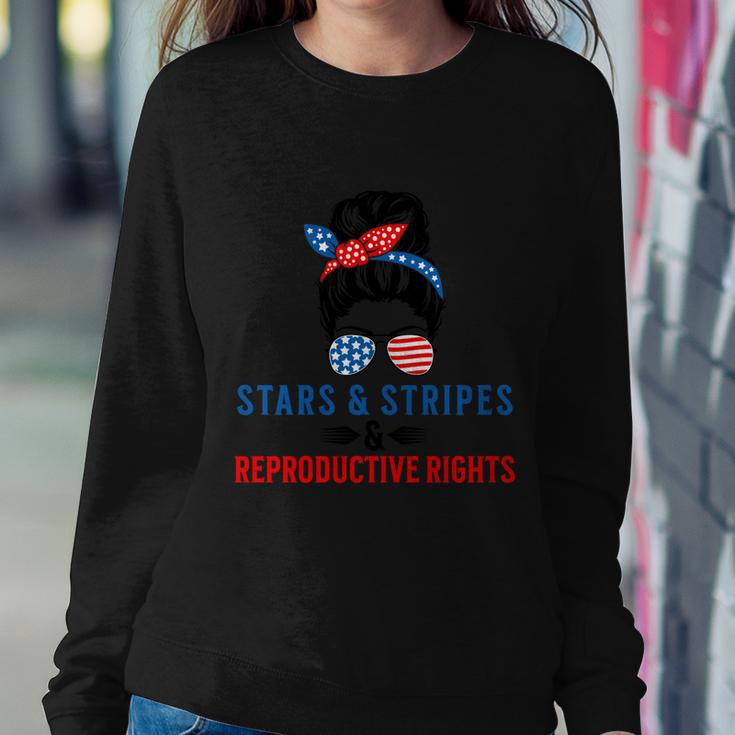 Messy Bun American Flag Stars Stripes Reproductive Rights Gift Sweatshirt Gifts for Her
