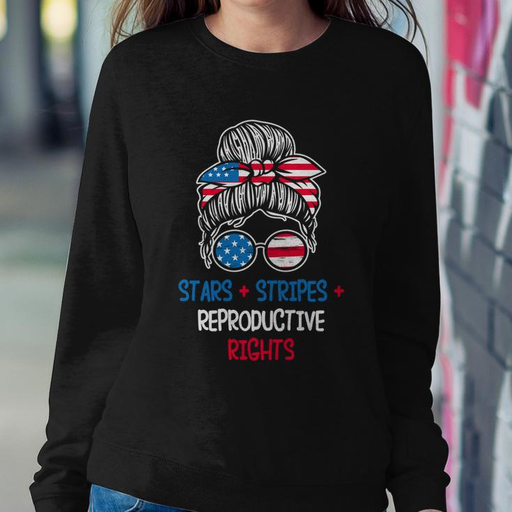Messy Bun American Flag Stars Stripes Reproductive Rights Gift V4 Sweatshirt Gifts for Her