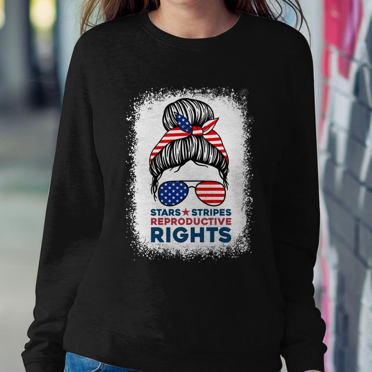Messy Bun American Flag Stars Stripes Reproductive Rights Meaningful Gift V2 Sweatshirt Gifts for Her