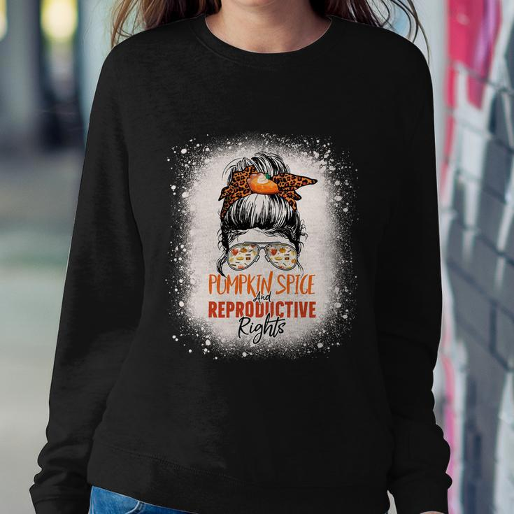 Messy Bun Bleached Pumpkin Spice And Reproductive Rights Cute Gift Sweatshirt Gifts for Her