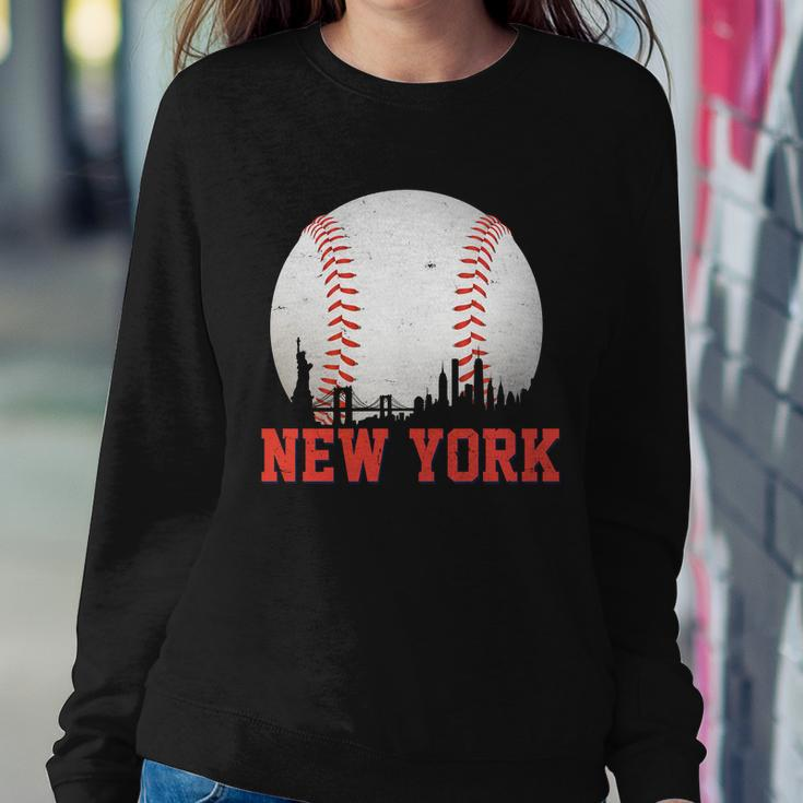 New York Skyline Baseball Sports Fan Sweatshirt Gifts for Her