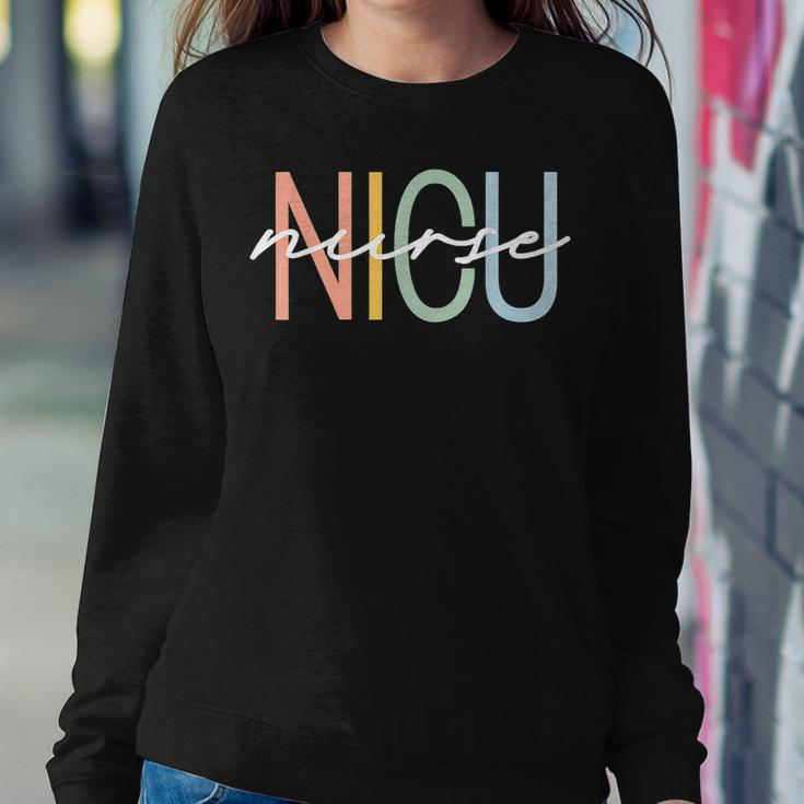 Nicu Nurse Icu Neonatal Boho Rainbow Team Tiny Humans Retro V2 Sweatshirt Gifts for Her