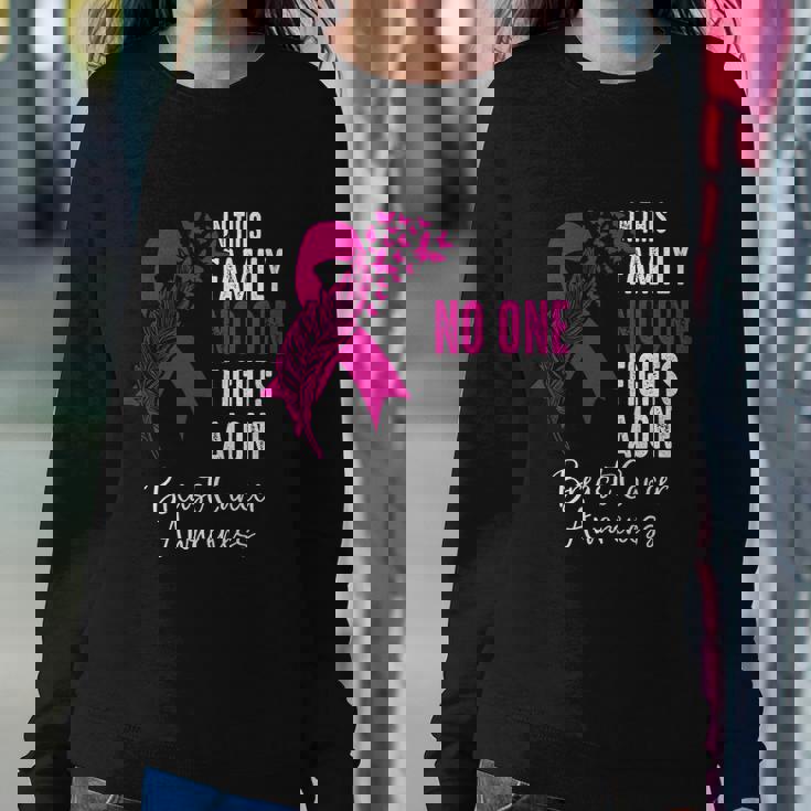 No One Fights Alone Breast Cancer Awareness Meaningful Gift Sweatshirt Gifts for Her