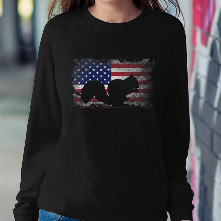 Patriotic Squirrel American Flag Cool Wild Animals Lover Sweatshirt Gifts for Her