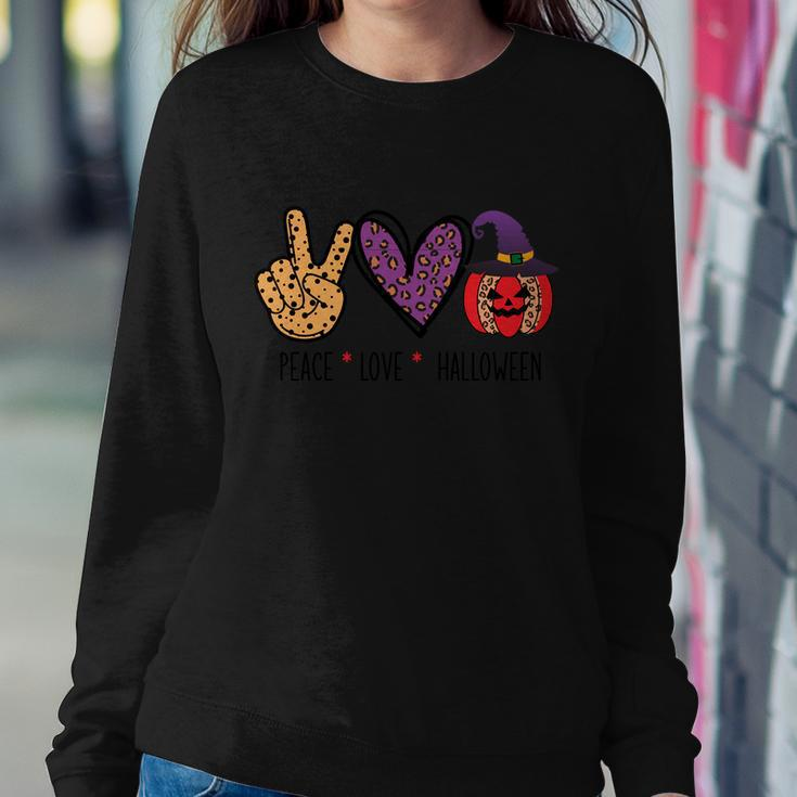 Peace Love Halloween Funny Halloween Quote Sweatshirt Gifts for Her