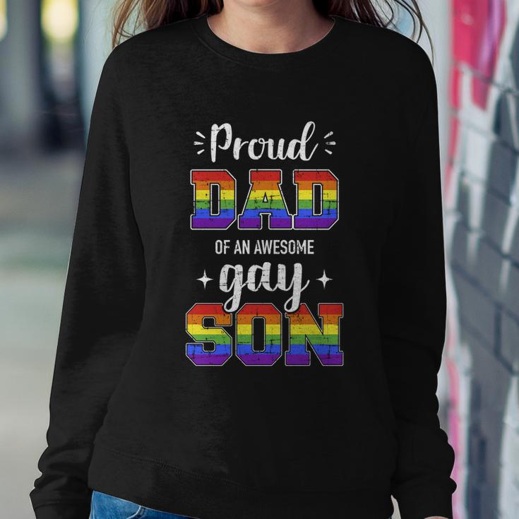 Proud Dad Of Awesome Gay Son Rainbow Pride Month Family Meaningful Gift Sweatshirt Gifts for Her