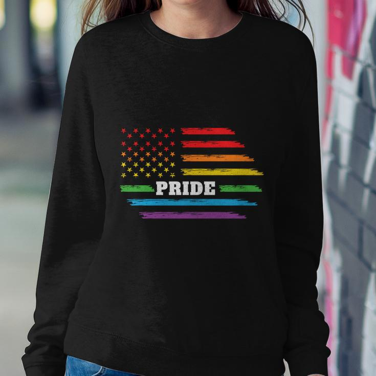 Rainbow Distressed American Flag Pride Month Lbgt Sweatshirt Gifts for Her