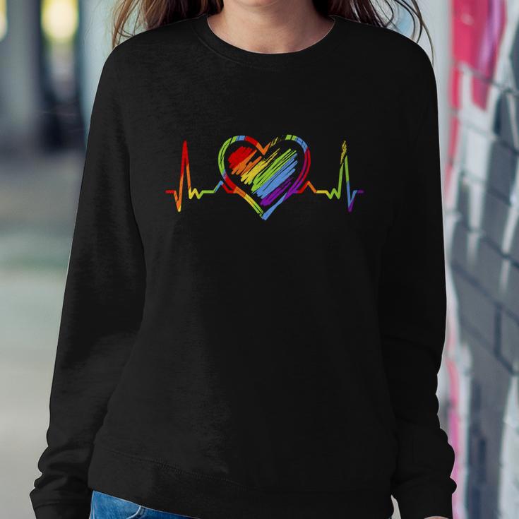 Rainbow Heartbeat Lgbt Gay Pride Great Gift Sweatshirt Gifts for Her