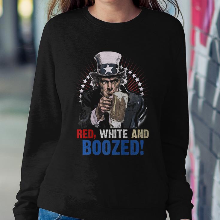 Red White And Boozed 4Th Of July Uncle Sam Sweatshirt Gifts for Her