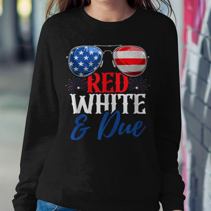 Red White And Due 4Th Of July Pregnancy Announcement Flag Sweatshirt Gifts for Her