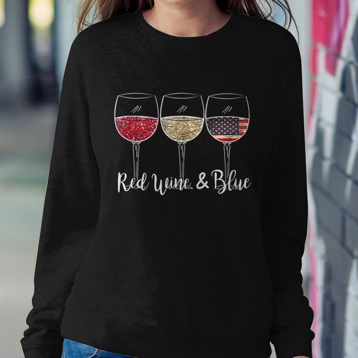 Red Wine & Blue 4Th Of July Wine Red White Blue Wine Glasses V3 Sweatshirt Gifts for Her