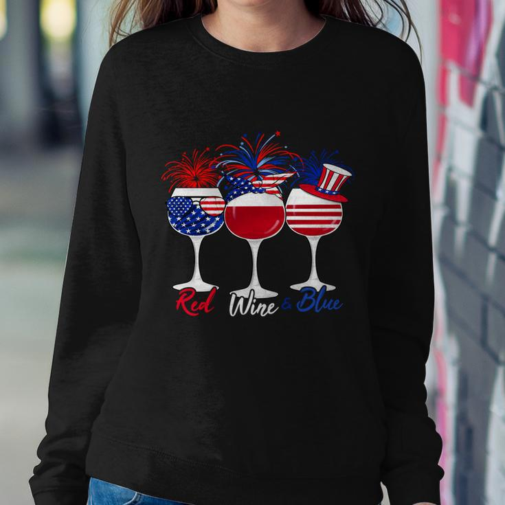 Red Wine Blue 4Th Of July Wine Red White Blue Wine Glasses V5 Sweatshirt Gifts for Her