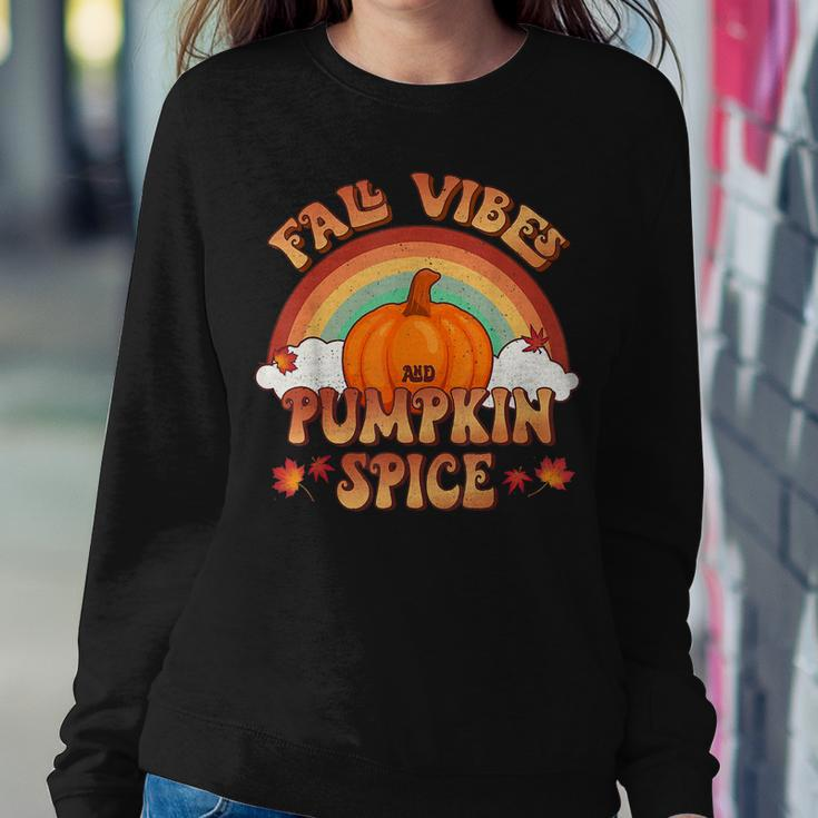 Retro Fall Vibes And Pumpkin Spice Rainbow Fall Autumn Sweatshirt Gifts for Her