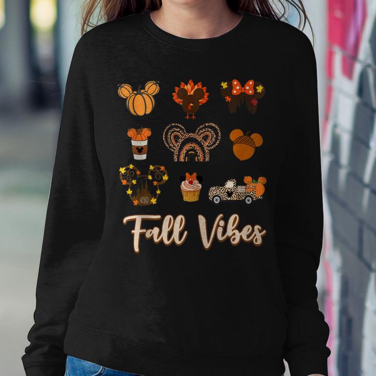 Retro Fall Vibes Pumpkin Turkey Halloween Fall Thanksgiving Sweatshirt Gifts for Her