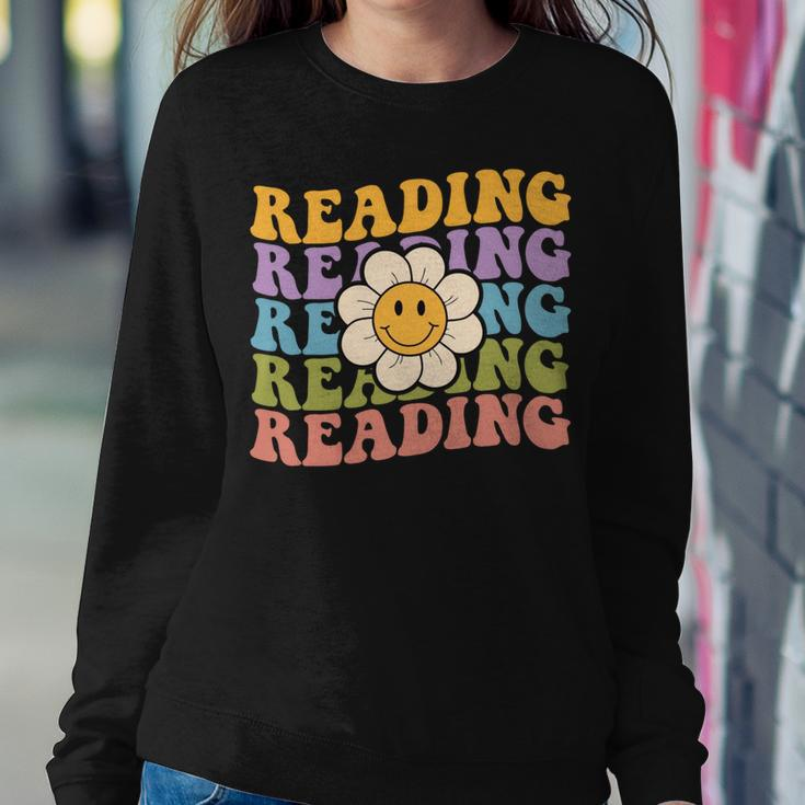 Retro Groovy Reading Teacher Back To School Sweatshirt Gifts for Her