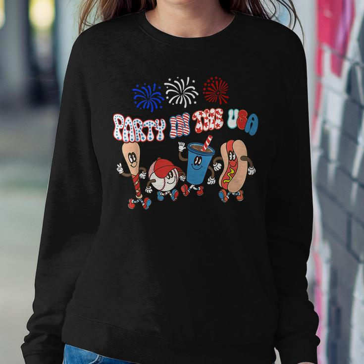 Retro Style Party In The Usa 4Th Of July Baseball Hot Dog V2 Sweatshirt Gifts for Her