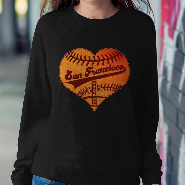 Retro Vintage San Francisco Baseball Heart Sweatshirt Gifts for Her