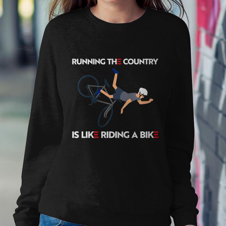 Running The Country Is Like Riding A Bike Joe Biden Funny Sweatshirt Gifts for Her