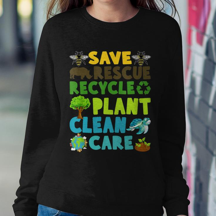 Save Bees Rescue Animals Recycle Plastic Earth Day Planet Funny Gift Sweatshirt Gifts for Her