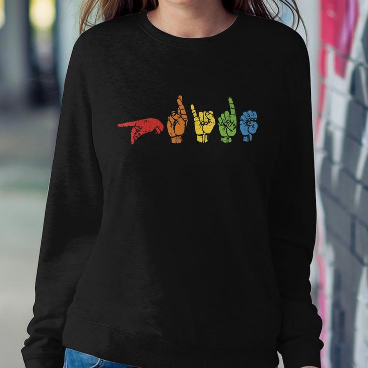 Sign Language Funny Rainbow Flag Gay Lgbt Deaf Asl Mute Gift Great Gift Sweatshirt Gifts for Her