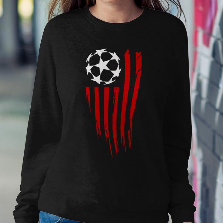 Soccer Ball American Flag Sweatshirt Gifts for Her