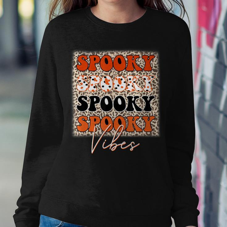 Spooky Vibes Halloween Spooky Leopard Pattern Autumn  Sweatshirt Gifts for Her