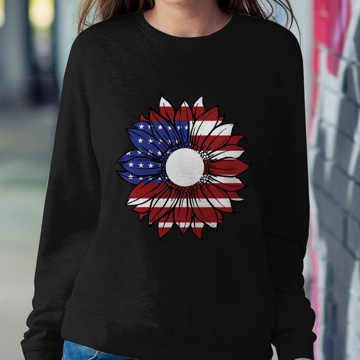 Sunflower American Flag 4Th Of July Independence Day Patriotic Sweatshirt Gifts for Her