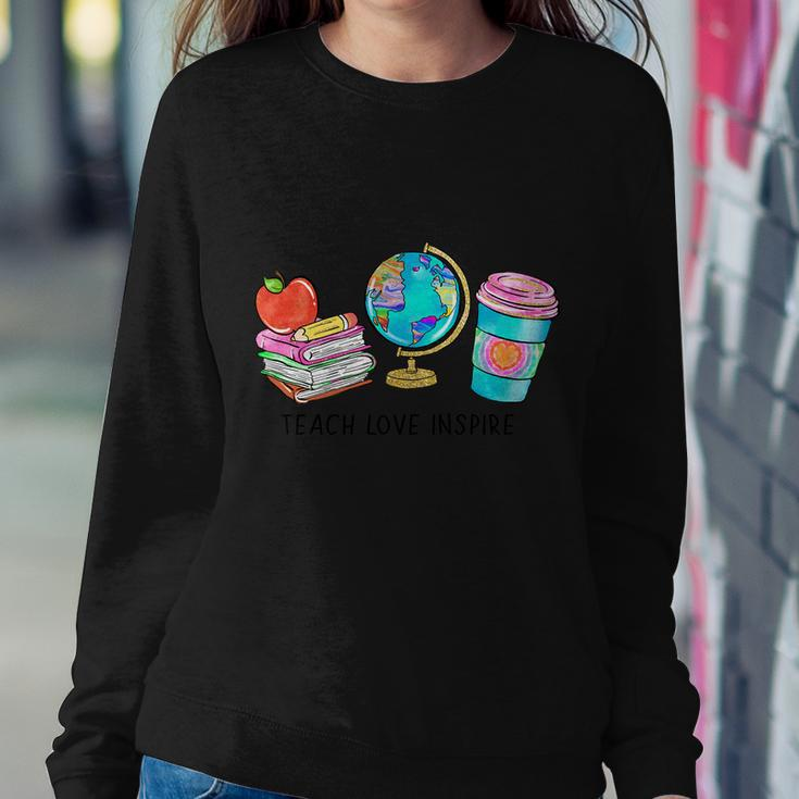 Teach Love Inspire Globe Graphic Plus Size Shirt For Teacher Male Female Sweatshirt Gifts for Her
