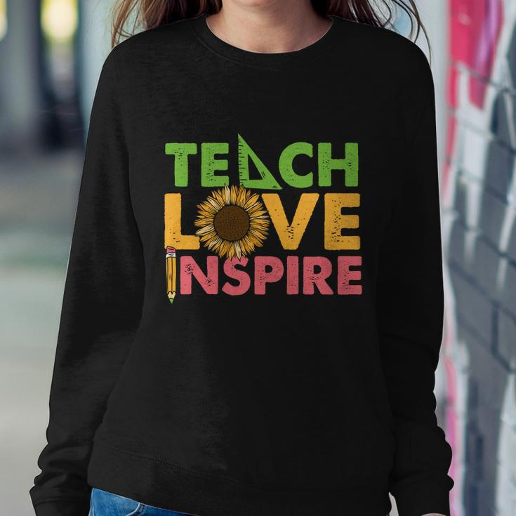 Teach Love Inspire Teacher Sunflower Graphic Plus Size Shirt For Teacher Female Sweatshirt Gifts for Her