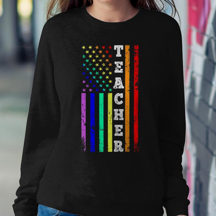 Teacher American Gay Pride Flag Sweatshirt Gifts for Her