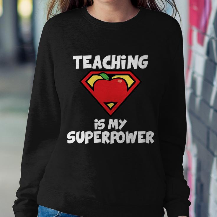 Teaching Is My Superpower Apple Crest Sweatshirt Gifts for Her
