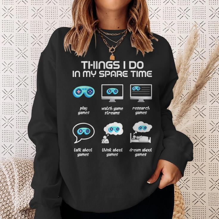 Things I Do In My Spare Time Funny Gamer Gaming Men Women Sweatshirt Graphic Print Unisex Gifts for Her