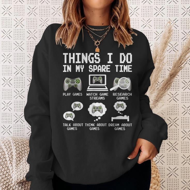 Things I Do In My Spare Time Funny Gamer Video Game Gaming Men Women Sweatshirt Graphic Print Unisex Gifts for Her