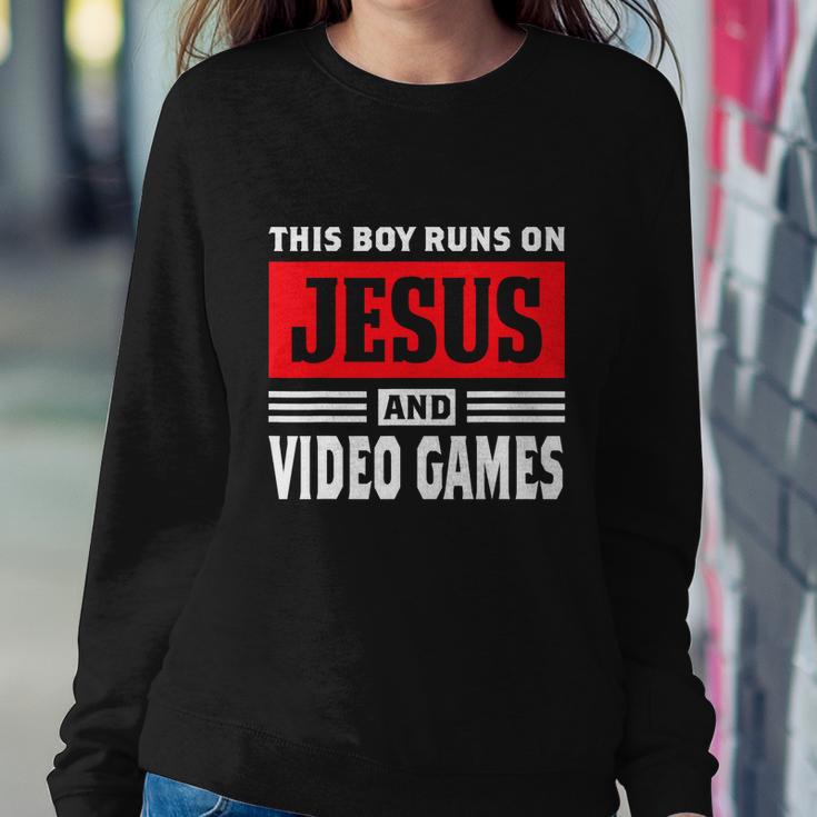 This Boy Runs On Jesus And Video Games Christian Sweatshirt Gifts for Her