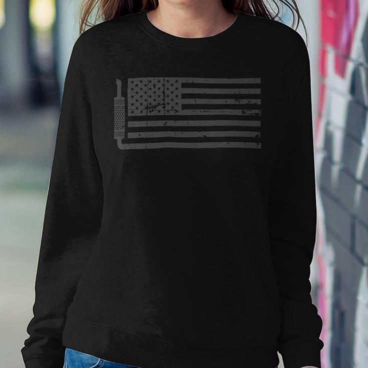 Trucker Truck Driver American Flag With Exhaust Patriotic Trucker_ Sweatshirt Gifts for Her
